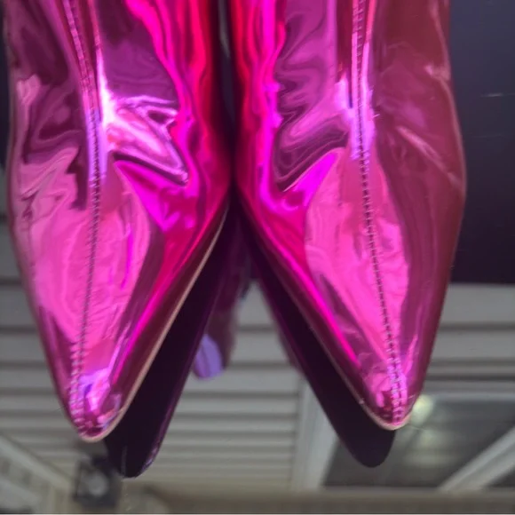 The Drop Metallic Hot Pink Y2K Ankle Boots Size 7 - Picture 6 of 11